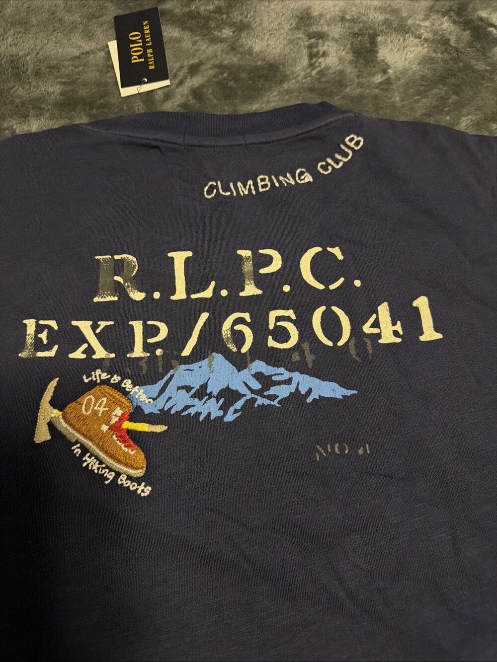 2XB POLO RALPH LAUREN Mens Big&Tall Navy “PEACE CLIMB LOVE” Graphic T-Shirt - Picture 10 of 16
